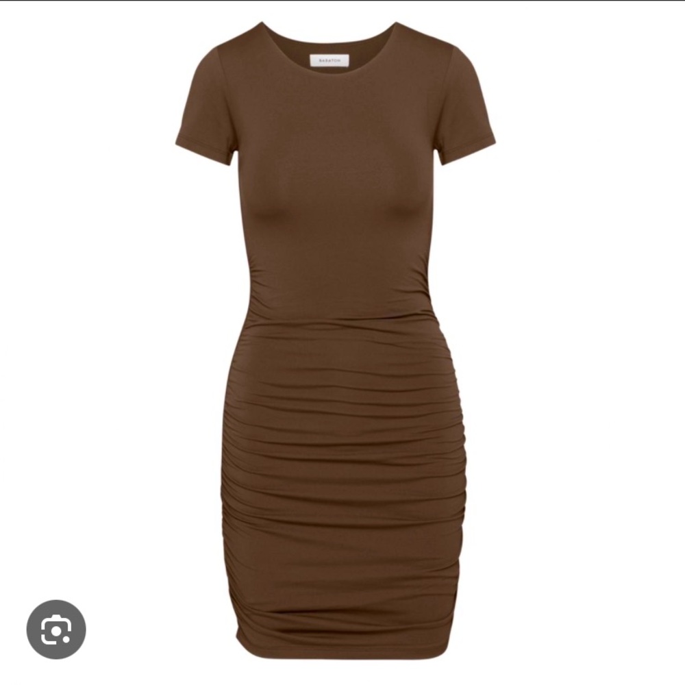 Babaton Brown Ruched Dress